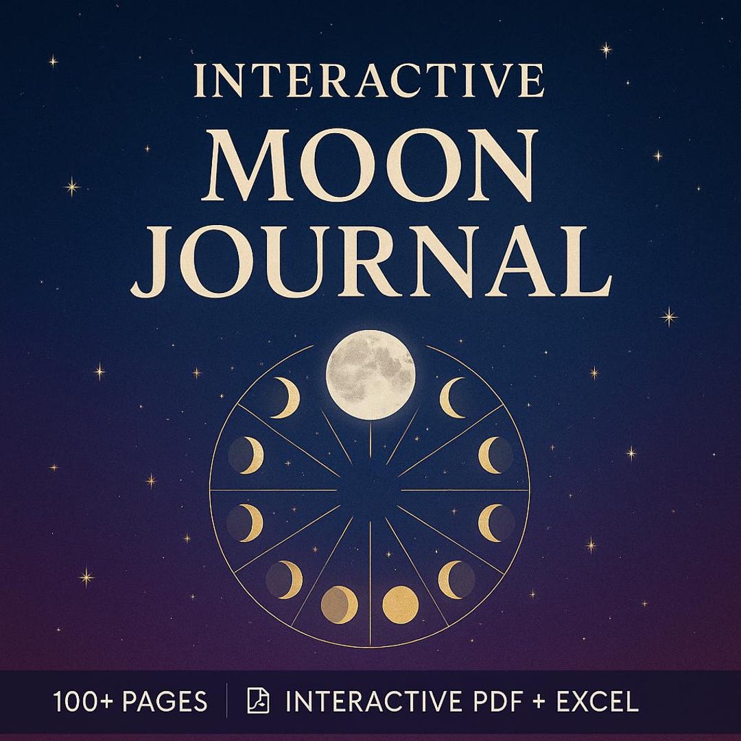 Phase Tracker Moon Journal, Interactive Lunar Phase Tracker With Excel (digital ...