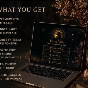 Mystic Link in Bio HTML Template Bundle, 4 Spiritual Website Templates, Linktree Alternative for Instagram TikTok, Tarot Reader, Astrologer, Coach