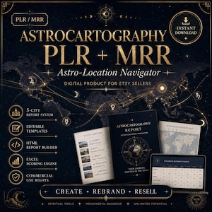 Astrocartography Report Templates, 5-City Relocation Business Kit, PLR MRR