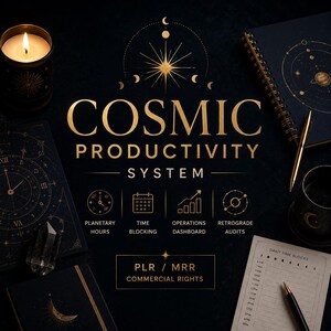 Productivity Planner PLR MRR, Planetary Hour Desk Mat, Somatic Reset Tracker, Retrograde Business