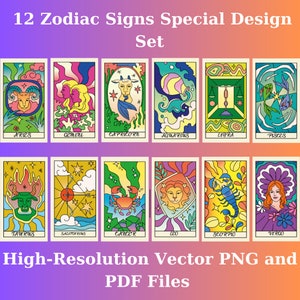 12 Sternzeichen Special Design Set High-Resolution Vektor PNG und PDF Dateien