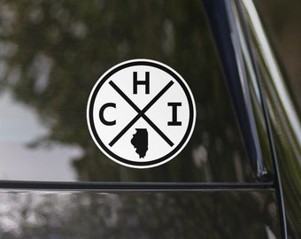 Round Chicago Bumper Sticker CHI Chicago Window Decal
