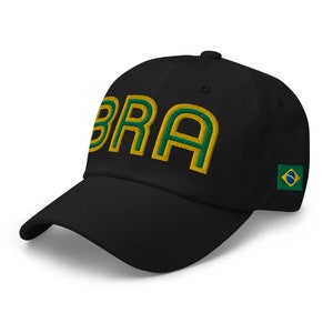 Brazil National Flag Retro BRA Soccer Baseball Cap Dad Hat