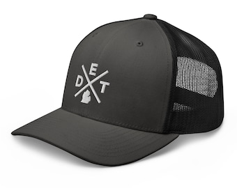 Retro Detroit Trucker Hat Mesh DET Cross Trucker Cap