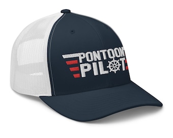 Pontoon Boat Pilot Funny Pontoon Boating Captain Trucker Hat Cap