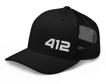 Pittsburgh 412 Area Code Minimal 412 Pittsburgh PA Trucker Hat Cap