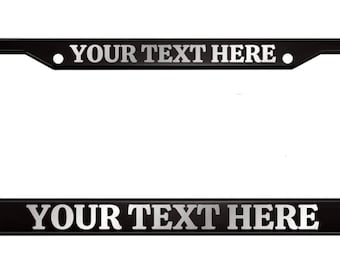 Personalized Black License Plate Frame with Chrome Letters