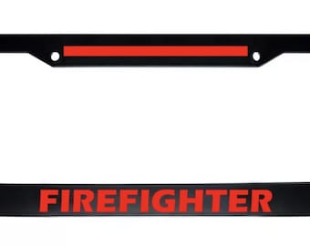 Fire Fighter Black License Plate Frame