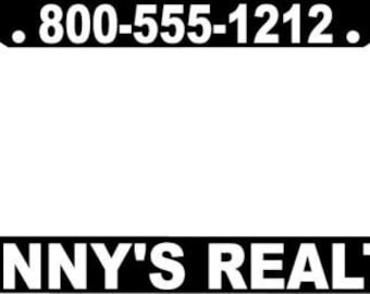 Personalized Realtor Black License Plate Frame with White Letters