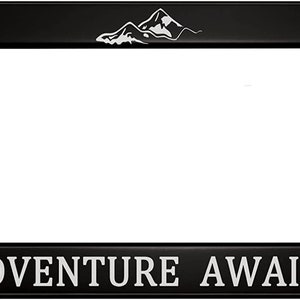 Adventure Awaits Black License Plate Frame