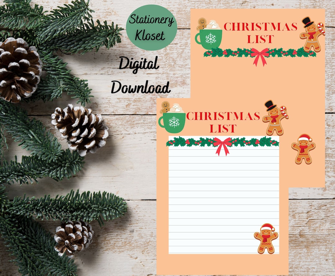 Printable Stationery Set US Letter Size PDF, Instant Download Christmas ...
