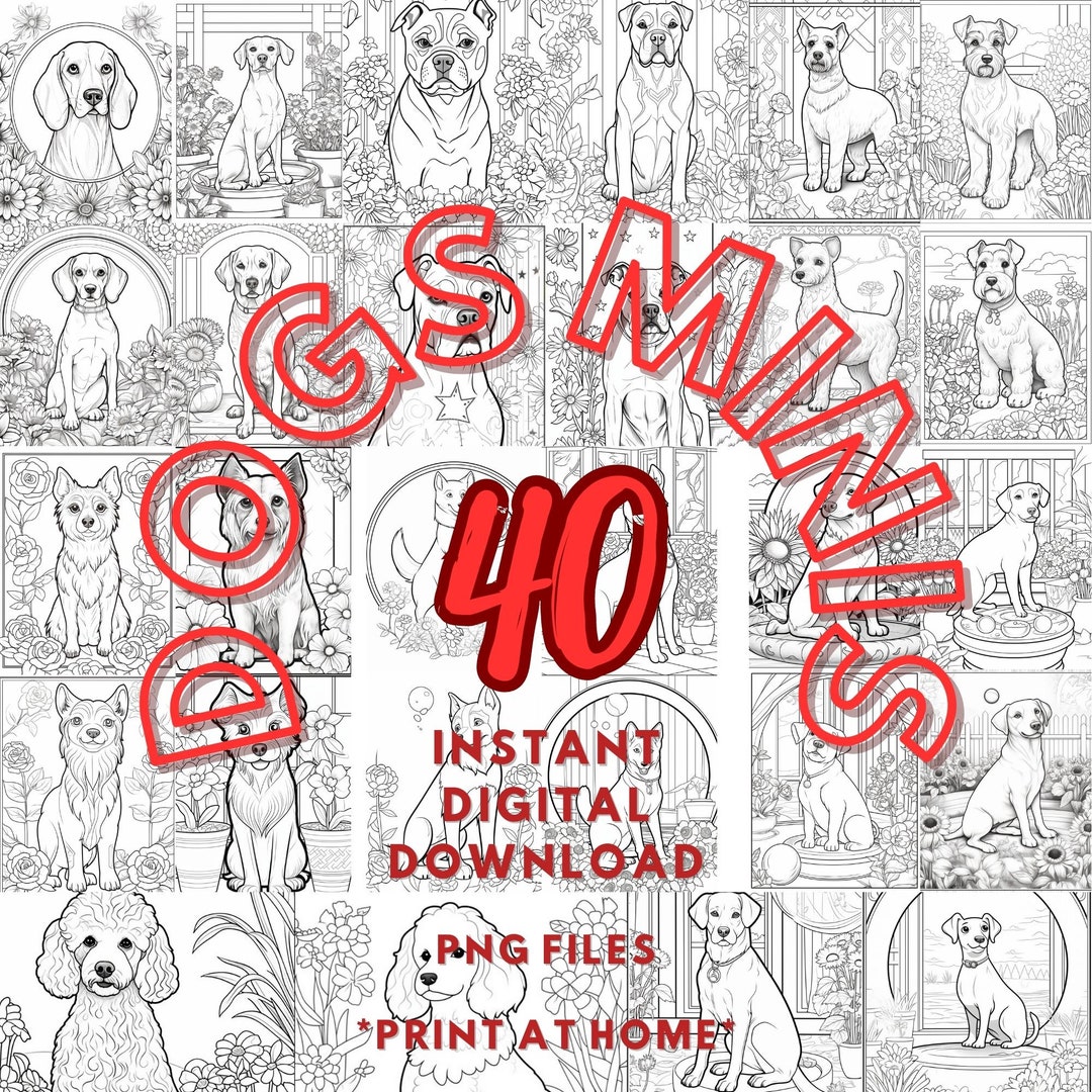 Adorable Dog Mini Coloring Pages Pack Instant Digital Download Fun for ...