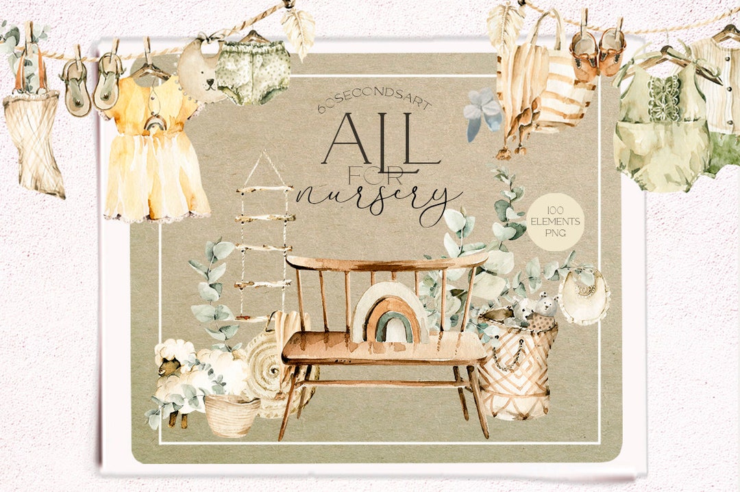 Boho Baby Decor Baby Girl Clipart Watercolor Nursery Decor Boho Baby ...