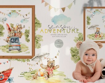 Baby bear clipart Watercolor cute animals Woodland babies Watercolour bear Nursery clip art Baby boy girl baby shower invitation Digital Png