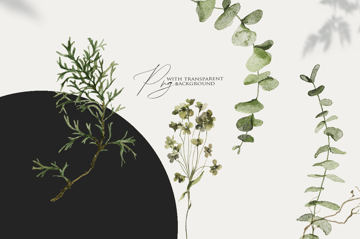 Watercolor Greenery Clipart Green Leaves Clip Art Watercolour Foliage ...