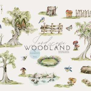 Wald Clipart Aquarell Wald Landschaft Wald Kinderzimmer Baby Dusche einladen Aquarell Wald Baum Baby Mädchen Clip artPng