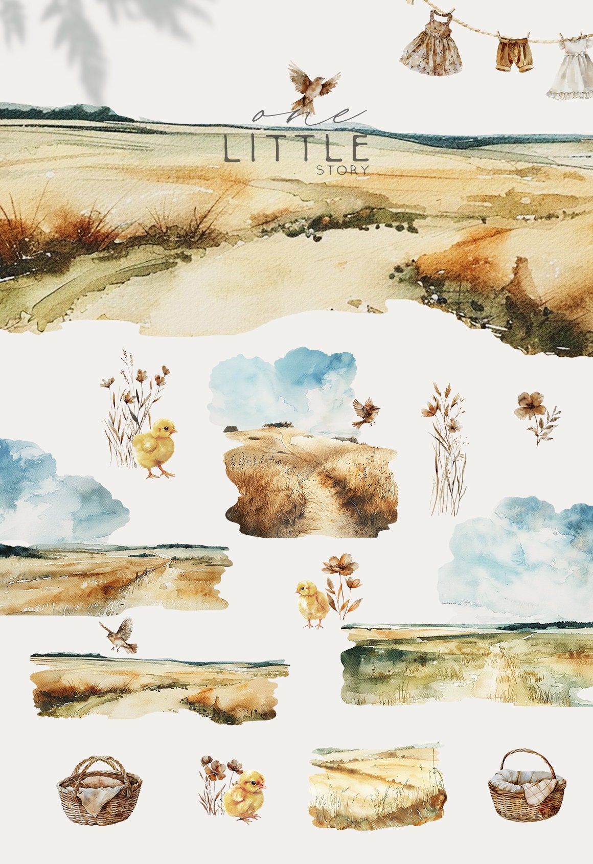 Baby Clipart Watercolor Nursery Decor Boho Baby Shower Baby Clothes ...