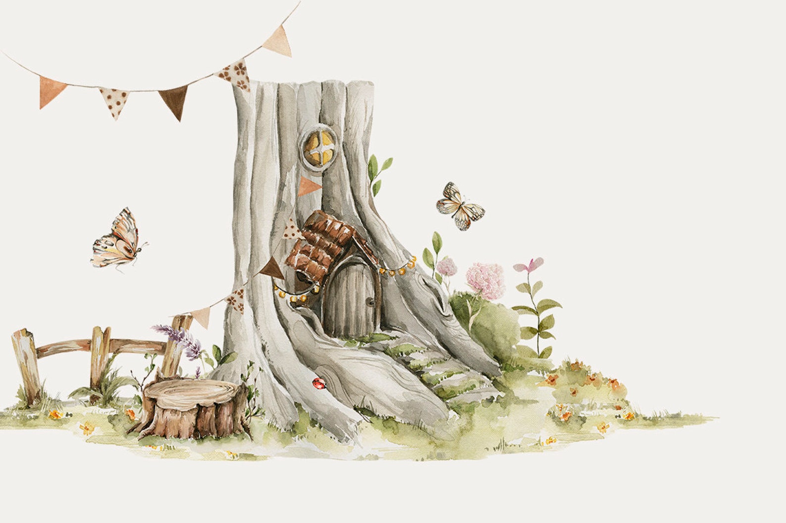 Woodland Scene Watercolor Woodland Clipart Forest Landscape Tree