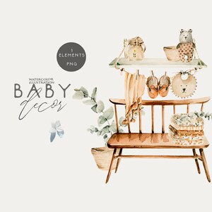 Boho Kinderzimmer Clipart Aquarell Babyzimmer ClipArt Boho Baby Shower laden Boho Raum Einrichtung Neutral Kinder Druck Baby Kleidung Neugeborene Png