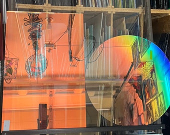 Dichroic Stained Glass Sheet: Blue/Orange Rainbow Art Glass
