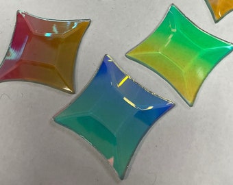 Dichroic Star Bevel  1 1/2” x 1 1/2” x 2”Rainbow Jewel Gem Stained Glass