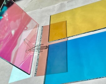 Dikroisk glasskiva: Blå, Orange, Magenta - Set med 3 delar