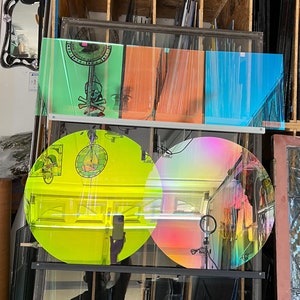 Dichroic Glass Blue/Orange Sheet Rainbow Glass , Jewelry making .