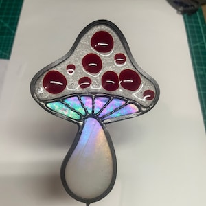 Stained Glass Mushroom Plant Stake Planter Decoration Garden Decor