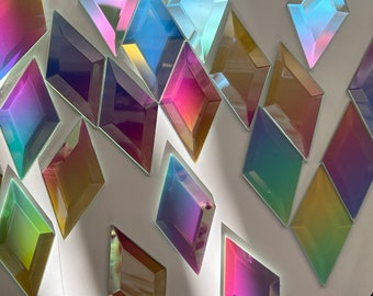 Dichroic Diamond bevel jewel Stained Glass