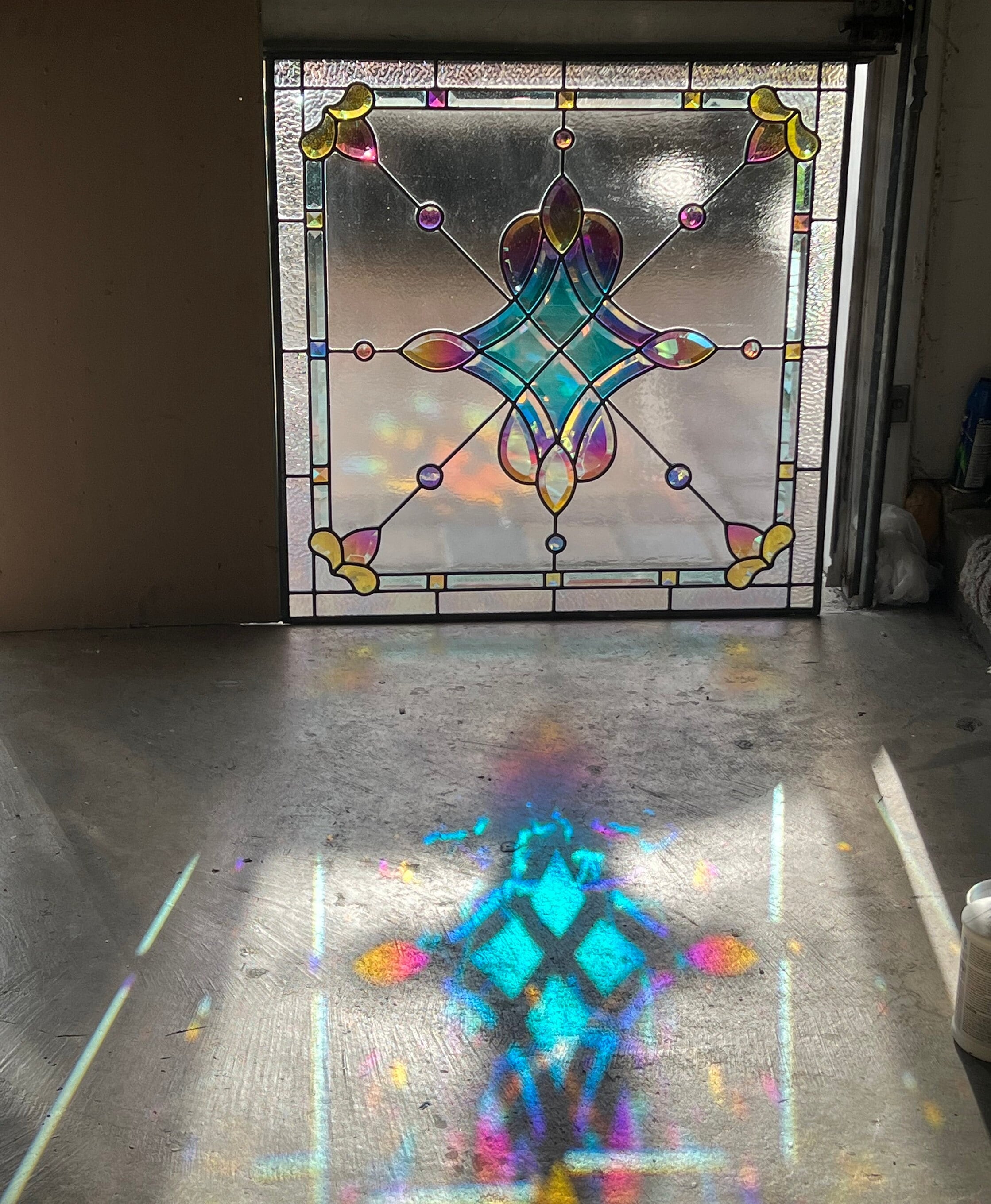 Dichroic Magical Rainbow Stained Glass Window Bevel Panel Etsy