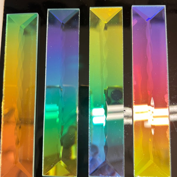 1”x 5” Dichroic Zipper Rectangle Bevel Stained Glass