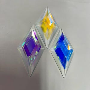 Dichroic Diamond 2” x 4”Bevel Stained Glass ,Holographic ,Iridescent Jewel