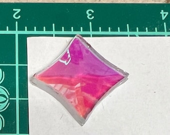 Dichroic Star 1”x1”x1-3/8 Bevel Rainbow Jewel Gems Stained Glass