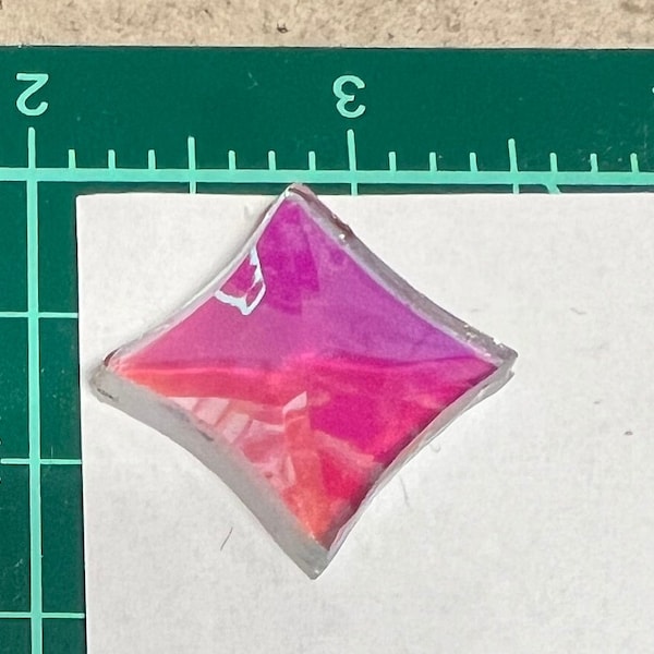 Dichroic Star 1”x1”x1-3/8 Bevel Rainbow Jewel Gems Stained Glass