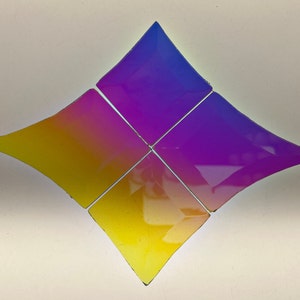 Dichroic bevel cluster 7”x9-1/2” Rainbow Bevel Glass Jewel Gem Stained Glass