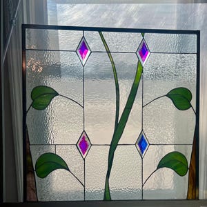 Dichroic Diamond Jewels Stained Glass Panel Hanging Decor .