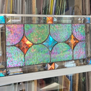 Dichroic Star Bevel, irisierendes Buntglasfenster, Wandtafelbehang