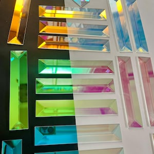 Dichroic Bevel 1” x 5”Rectangle Stained Glass