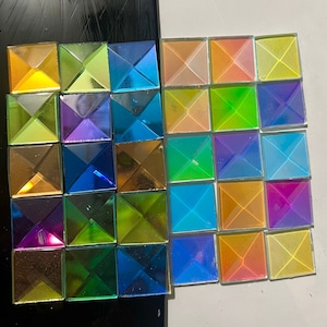 1”x1” Dichroic Square | Rainbow Bevel | Stained Glass Jewel| Gem |