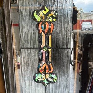 Dichroic Stained Glass Tulip Hanging Leaded Panel Cabinet Insert