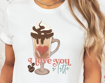 Diseños de sublimación de San Valentín, Descargas de diseños de sublimación, San Valentín png, Amor png, Diseños de camisa, Te amo un café con leche, Café