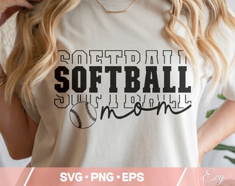 Softball Mom Svg Png, Softball Mama Svg, Softball Shirt Svg, Softball Svg Women Cut File per Cricut, Baseball Svg, Download digitale