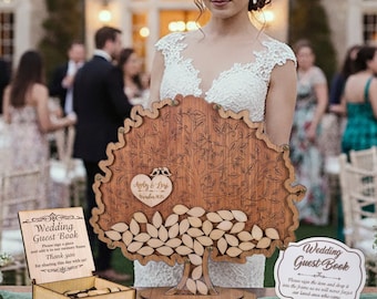 Tree & Leaves Wedding Guest Book Alternative: Personalized Drop Box Guestbook Sign