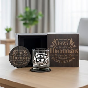 Personalized Engraved Whiskey Glass: Aged To Perfection Birthday Gift image 1