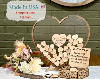 Hearts Wedding Guest Book Alternative Wooden Drop Box Boho Rustic Maple Guest Book Wedding Table Decor Personalized Valentine Gift Marvinell