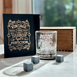 Vintage 1973 Etched 11oz Whiskey Rocks Glass - 50th Birthday Gift Aged to Perfection-50 years Bourbon Scotch Lowball Old Fashioned,Christmas