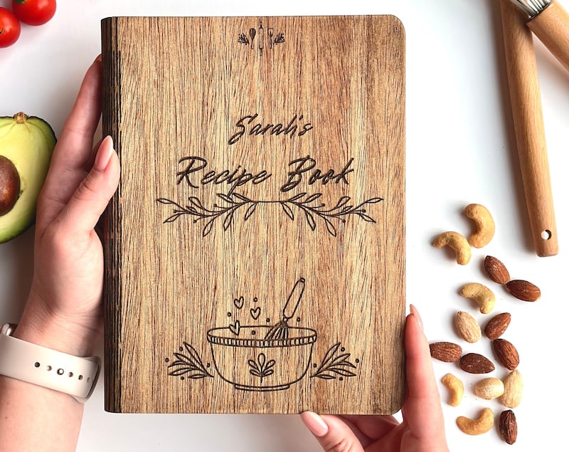 Personalized wooden recipe book
