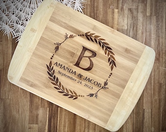 Personalized Cutting Board Wedding Gift, Customize your Bamboo Charcuterie Boards, Unique Bridal Shower Gift. Engraved Engagement Present,