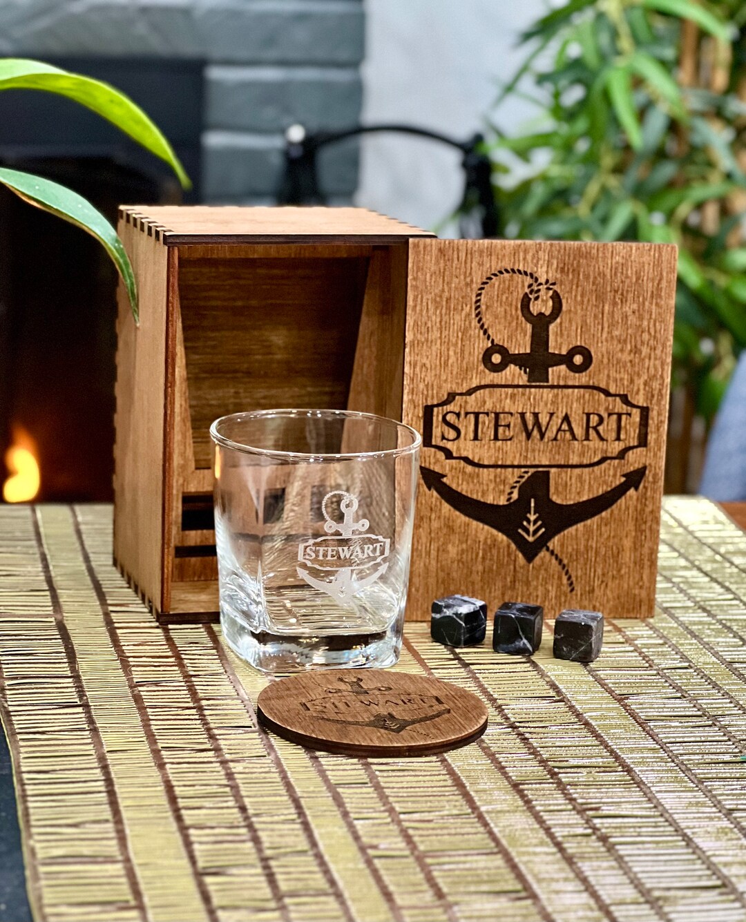 Personalized Etched Set for Groomsmen Gift Anchor Design Whiskey Glass ...