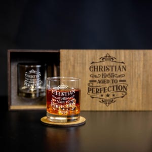 Personalized Whiskey Glass Set – Engraved Bourbon Glasses Gift for Men, Husband, Dad, Birthday Present